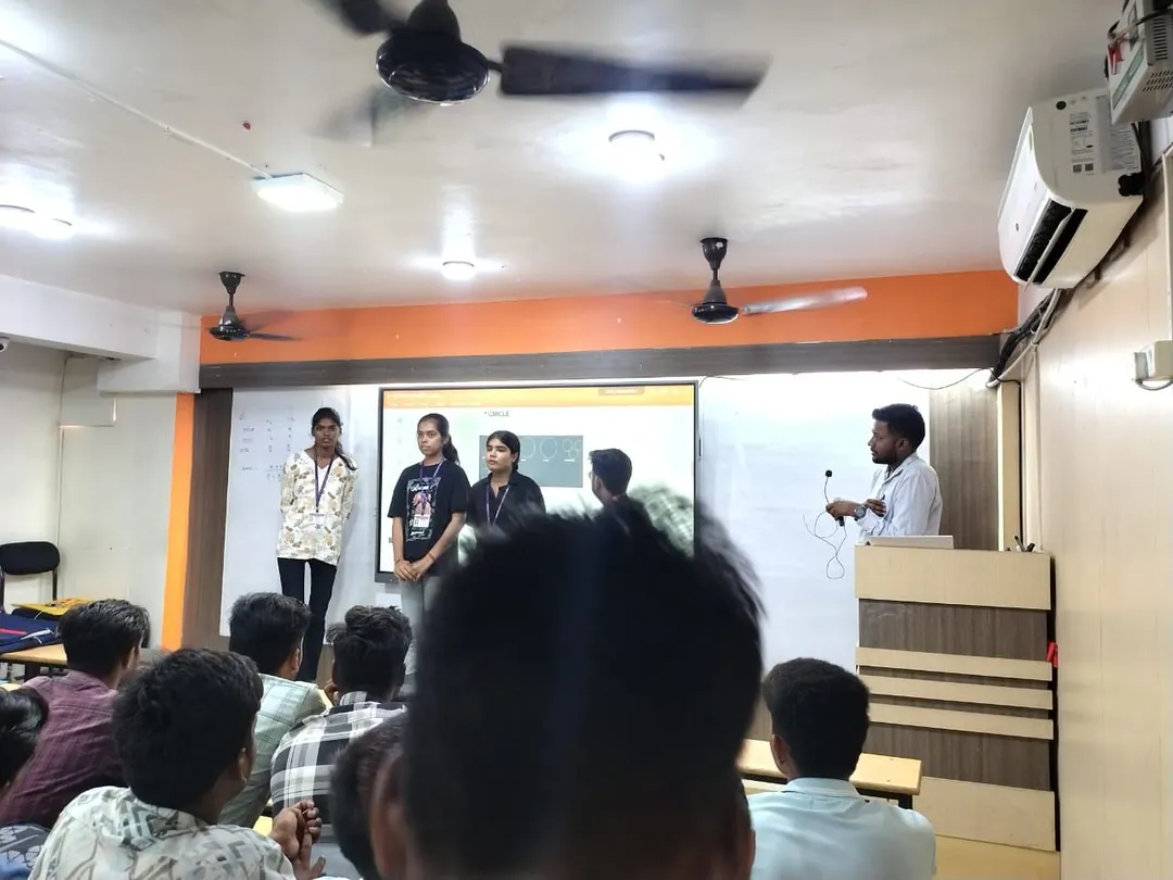 Modern classroom setup with students